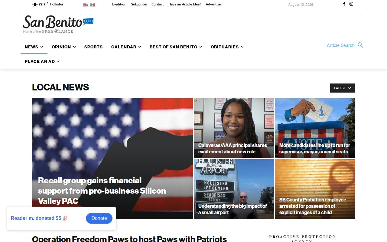 Free Lance San Benito County crime and arrest news section